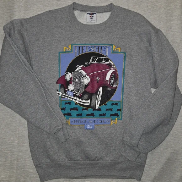 Vintage 1998 Jerzees Gray Car Graphic Crewneck Sweatshirt Medium - Picture 2 of 8